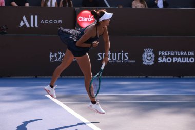 Sao Paulo (SP), 13 Eylül 2025 - Villa-Lobos Park 'ta oynanan SP Açık' ta Tiantsoa Rakotomanga Rajaonah (FRA) ile Janice Tjen (INA) karşılaşması. (leco viana\ yeni2))     