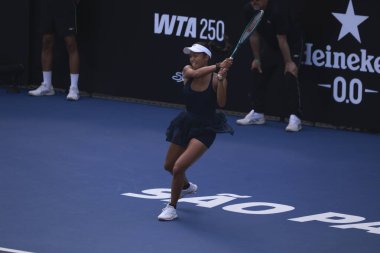 Sao Paulo (SP), 13 Eylül 2025 - Villa-Lobos Park 'ta oynanan SP Açık' ta Tiantsoa Rakotomanga Rajaonah (FRA) ile Janice Tjen (INA) karşılaşması. (leco viana\ yeni2))     