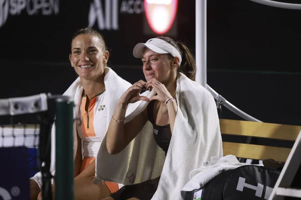 Sao Paulo (SP), 13 Eylül 2025 - Sao Paulo 'da oynanan SP Açık' ta Luisa Stefani (BRA) ve Timea Babos (HUN) ile Ingrid Martins (BRA) ve Laura Pigossi (BRA) karşı karşıya geldiler. (leco viana\ yeni2))    