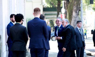 Rio de Janeiro (RJ), 16 Eylül 2025 - Mercosur delegeleri, Dışişleri Bakanı başkanlığında Rio de Janeiro şehir merkezindeki Itamaraty Anlaşması imzalama törenine geldiler. (YENİ HİKAYE))           