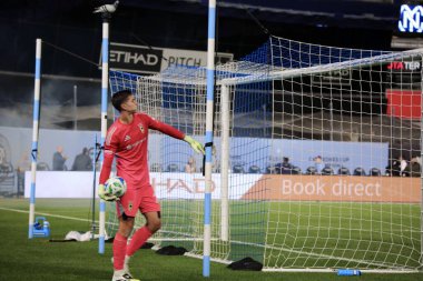 17 Eylül 2025, New York, ABD: P. Schulte (# 28) New York 'taki Yankee Stadyumu' nda NYCFC ve Columbus Crew arasında oynanan futbol maçı kalecisi. (niyi fote\ theenews2)