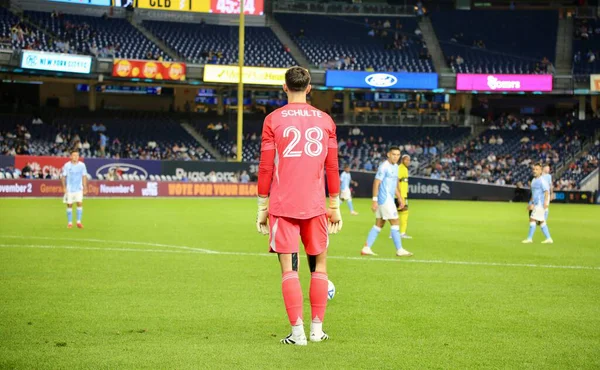 17 Eylül 2025, New York, ABD: P. Schulte (# 28) New York 'taki Yankee Stadyumu' nda NYCFC ve Columbus Crew arasında oynanan futbol maçı kalecisi. (niyi fote\ theenews2)