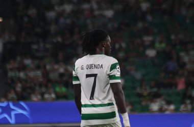 Lizbon (PT) 09 / 18 / 2025 - Maç / Sporting vs Kairat - Futbolcu Geovany Quenda, Jose Alvalade stadyumunda oynanan UEFA Şampiyonlar Ligi için geçerli olan Sporting CP ve FC Kairat arasındaki maçta golünü kutluyor. (Raphael melo\ yeni2))