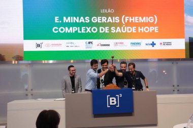 Sao Paulo (SP), Brazil 09/19/2025 Clebio Antonio Batista Filho, CEO of Integra Brasil Ltda. (Hope Health Consortium), winner of the auction, participated in B3 together with the Minas Gerais state government