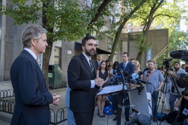 NYC Mayoral Candidate Mamdani Receives Endorsement From NYS Senate Majority Leader Stewart-Cousins. September 10, 2025, New York, New York, USA: Democratic New York City mayoral candidate Zohran Mamdani speaks