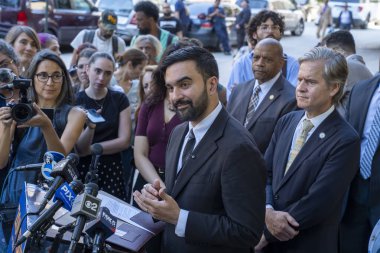 NYC Mayoral Candidate Mamdani Receives Endorsement From NYS Senate Majority Leader Stewart-Cousins. September 10, 2025, New York, New York, USA: Democratic New York City mayoral candidate Zohran Mamdani speaks