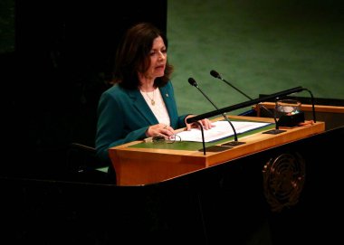 Filistin Sorununun Barışçıl Çözümlenmesi ve İki Devletin Çözümünün Uygulanması İçin Üst Düzey Uluslararası Konferans. 22 Eylül 2025, New York, ABD: Imma Tor Faus, Dışişleri Bakanı (niyi fote / thews2)