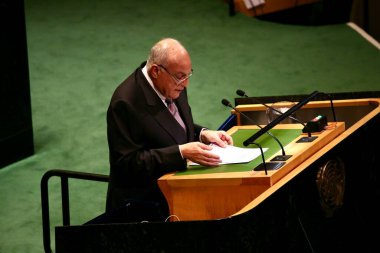 Filistin Sorununun Barışçıl Çözümlenmesi ve İki Devletin Çözümünün Uygulanması İçin Üst Düzey Uluslararası Konferans. 22 Eylül 2025, New York, ABD: Ahmed Attaf, Dışişleri Bakanı (niyi fote / theenews2)