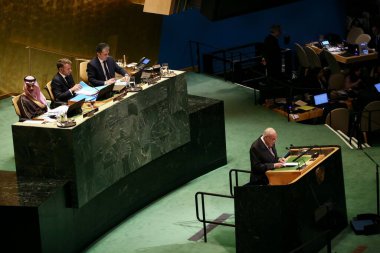 Filistin Sorununun Barışçıl Çözümlenmesi ve İki Devletin Çözümünün Uygulanması İçin Üst Düzey Uluslararası Konferans. 22 Eylül 2025, New York, ABD: Ahmed Attaf, Dışişleri Bakanı (niyi fote / theenews2)