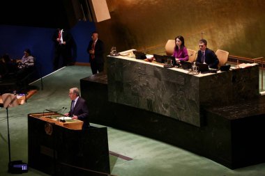 23 Eylül 2025, New York, ABD: BM Genel Sekreteri Antonio Guterres, New York 'taki BM karargahında gerçekleşen UNGA 80 Genel Kurul Toplantısında konuşma yaptı (niyi fote / thews2)
