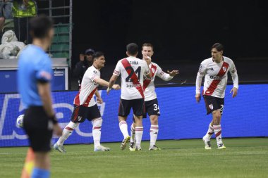 Sao Paulo (SP), 9 / 24 / 2025 River Plate takımının Maximiliano Salas skoru ve Copa Libertadores 'in (leco viana / theenews2) ikinci ayağı için geçerli olan Palmeiras (BRA) maçındaki golünü kutluyor.)
