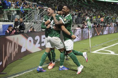 Sao Paulo (SP), 9 / 24 / 2025 Palmeiras 'lı Flaco Lopez, Copa Libertadores' in (leco viana / thenews2) ikinci ayağı için geçerli olan River Plate (ARG) maçında ikinci golünü atıyor.)