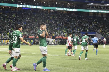 Sao Paulo (SP), 9 / 24 / 2025 Palmeiras 'lı Flaco Lopez, Copa Libertadores' in (leco viana / thenews2) ikinci ayağı için geçerli olan River Plate (ARG) maçında ikinci golünü atıyor.)