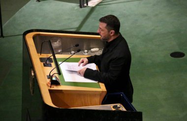 24 Eylül 2025, New York, ABD: Ukrayna Cumhurbaşkanı Volodymyr Zelensky, New York 'taki BM genel merkezinde düzenlenen UNGA 80 Genel Kurul Toplantısında şu tema yer verdi: Birlikte daha iyi (niyi fote / thews2)