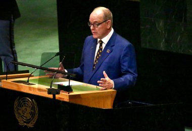 24 Eylül 2025, New York, ABD: Monako Prensi II. Alberto, New York 'taki BM karargahında düzenlenen UNGA 80 Genel Kurul Toplantısında şu tema yer aldı: Birlikte daha iyi (niyi fote / theenews2)