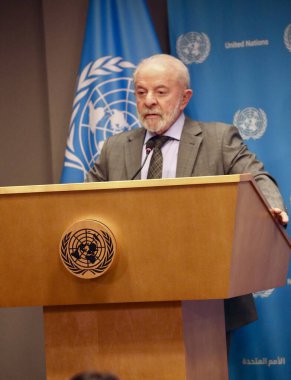 Brezilya Cumhurbaşkanı Lula ile BM 'de basın toplantısı. 24 Eylül 2025, New York, ABD: Birleşmiş Milletler Genel Merkezi 'nde UNGA 80 sırasında Brezilya Cumhurbaşkanı Luiz Inacio Lula da Silva ile Basın Brifingi. (niyi fote / the new ws2)