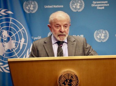 Brezilya Cumhurbaşkanı Lula ile BM 'de basın toplantısı. 24 Eylül 2025, New York, ABD: Birleşmiş Milletler Genel Merkezi 'nde UNGA 80 sırasında Brezilya Cumhurbaşkanı Luiz Inacio Lula da Silva ile Basın Brifingi. (niyi fote / the new ws2)