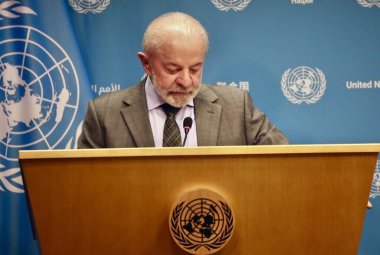 Brezilya Cumhurbaşkanı Lula ile BM 'de basın toplantısı. 24 Eylül 2025, New York, ABD: Birleşmiş Milletler Genel Merkezi 'nde UNGA 80 sırasında Brezilya Cumhurbaşkanı Luiz Inacio Lula da Silva ile Basın Brifingi. (niyi fote / the new ws2)