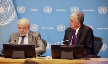 24 Eylül 2025, New York, ABD: Birleşmiş Milletler 'in New York daimi temsilcisi, Birleşmiş Milletler genel merkezinde UNGA 80 sırasında Lula' nın basın konferansında Sergio Franca Danese (niyi fote / theenews2)