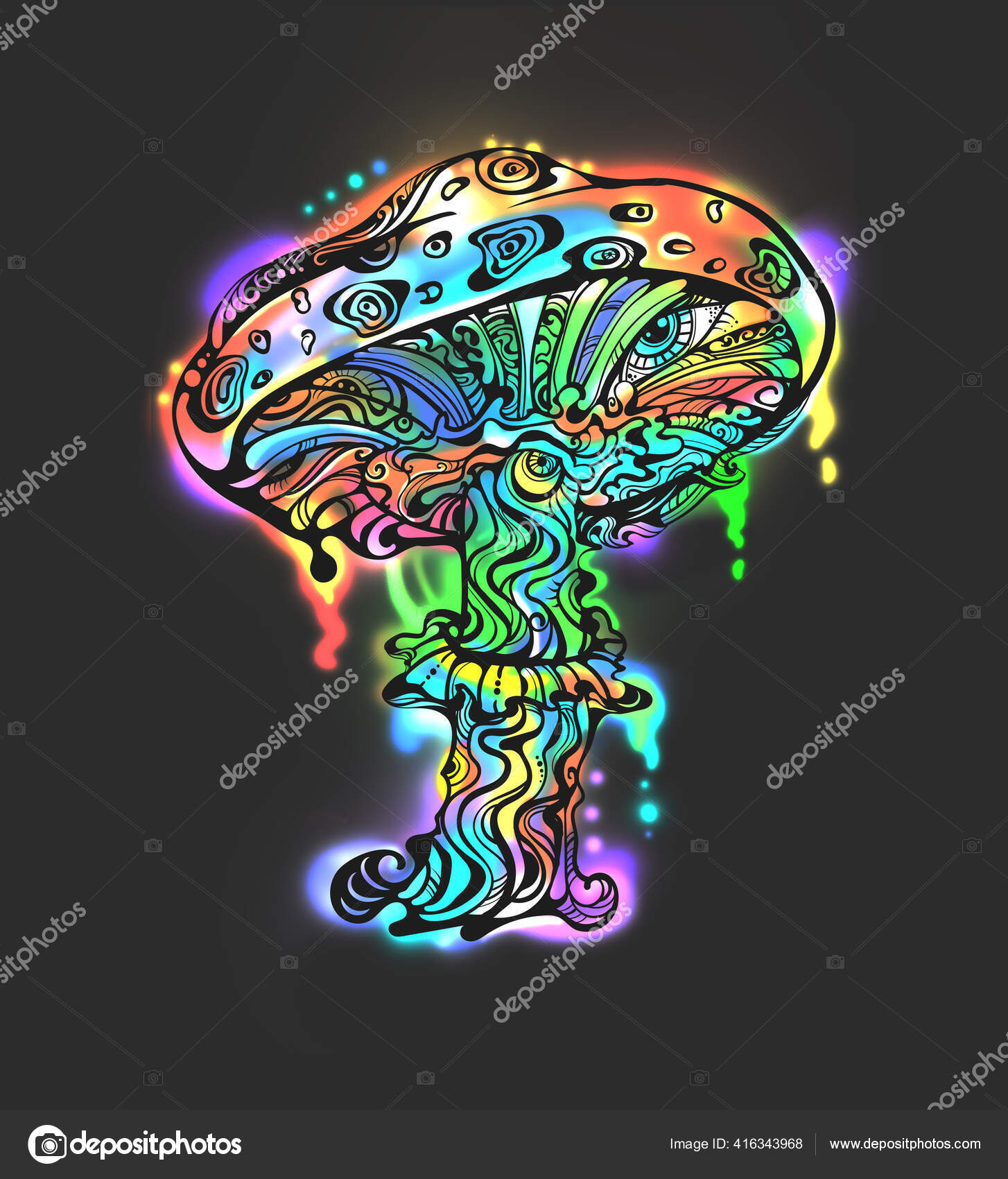 Champignons Magiques Peinture Psychedelique Image Libre De Droit Par Yulianas C