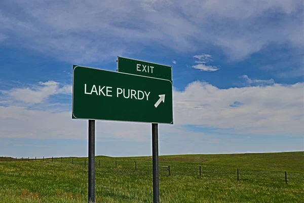 Lake Purdy Green Board Auf Dem Hintergrund Des Himmels — Stockfoto