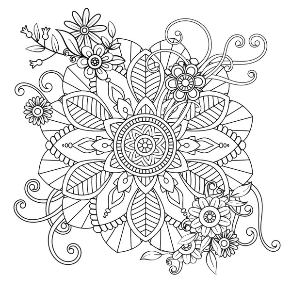 Pola Floral Mandala - Stok Vektor
