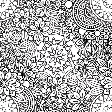 Doodles Floral Seamless Pattern clipart