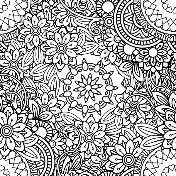 Doodles naadloze bloemmotief — Stockvector