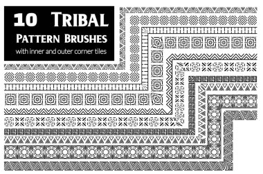 Tribal pattern brushes collection clipart