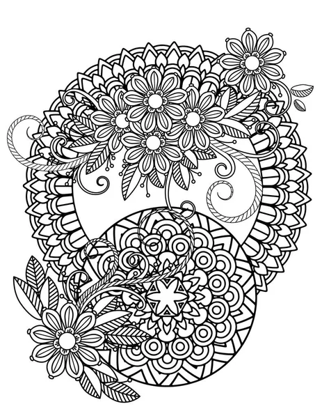 Floral coloring page — Stock Vector