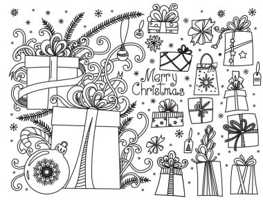 Noel hediyelerini dizi doodle