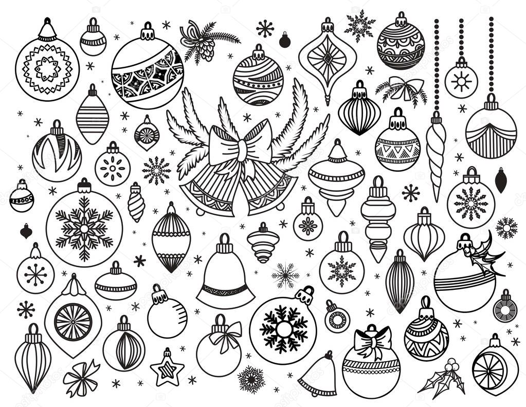 Doodle set of Christmas decoratins