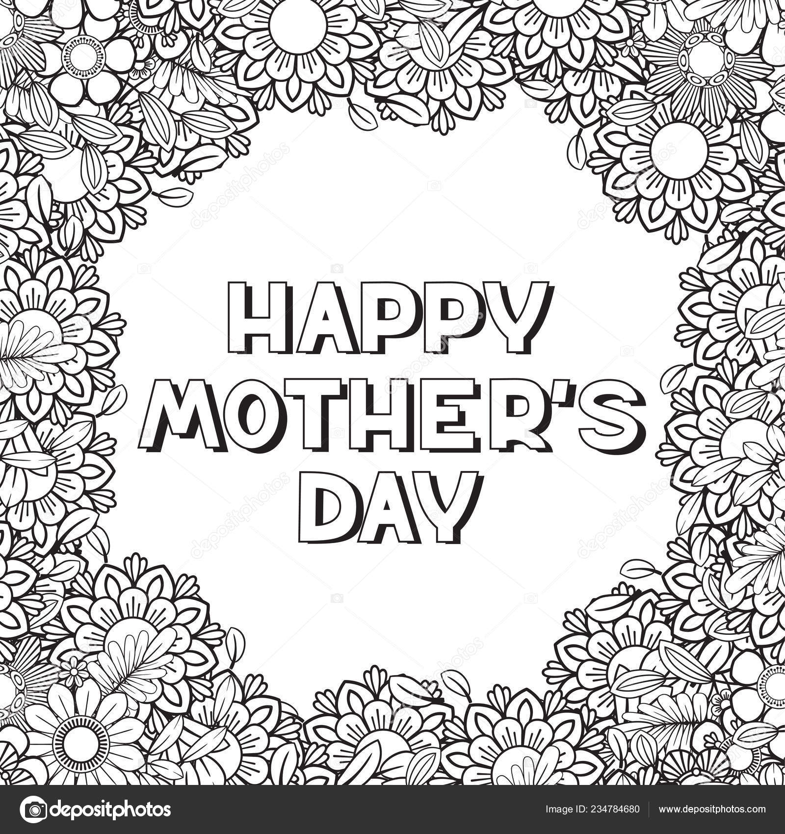 Happy Mothers Day Coloring Page Stock Vector Image by ©elinorka ...