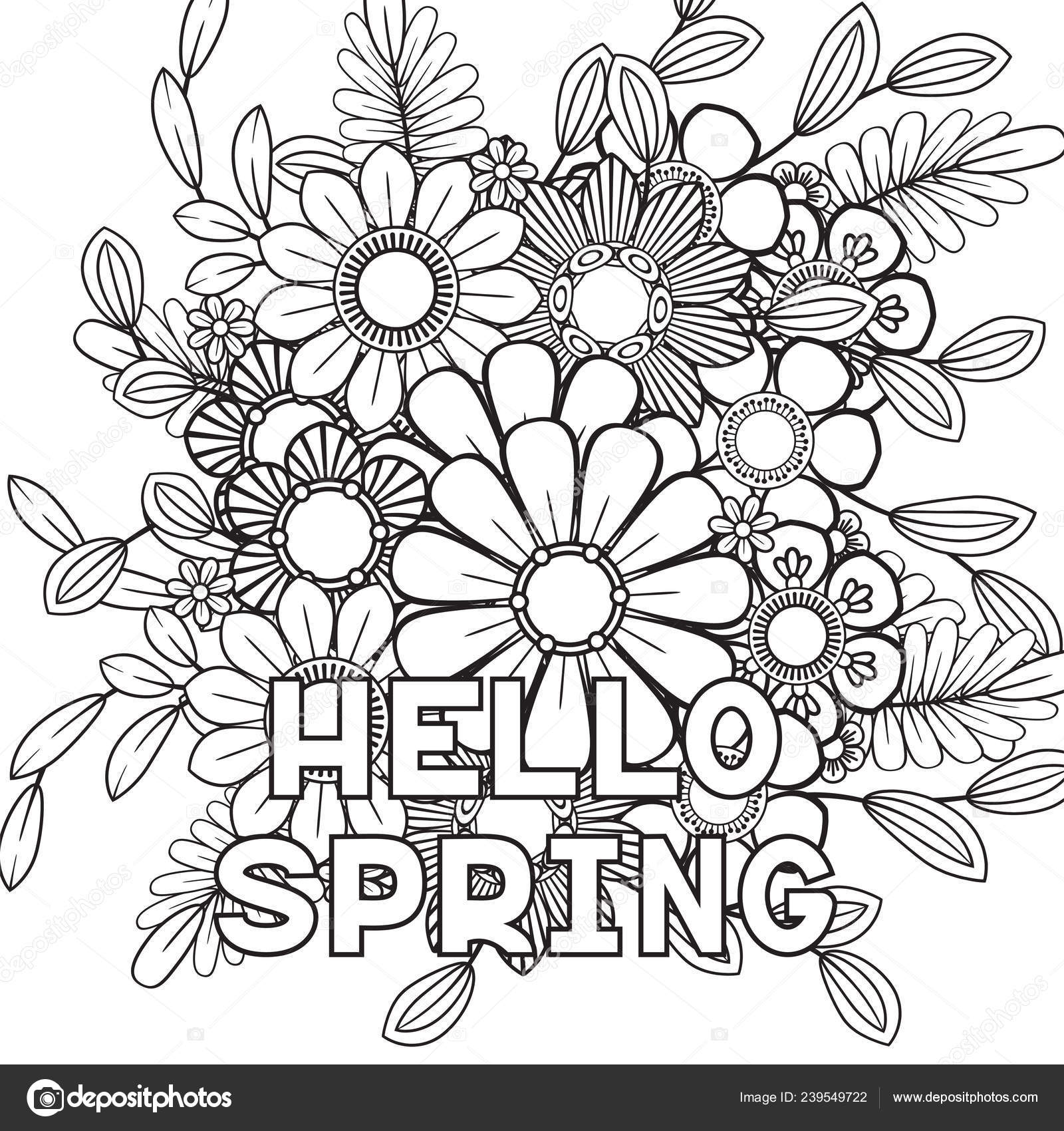 Hello spring coloring page Stock Vector Image by ©elinorka 20