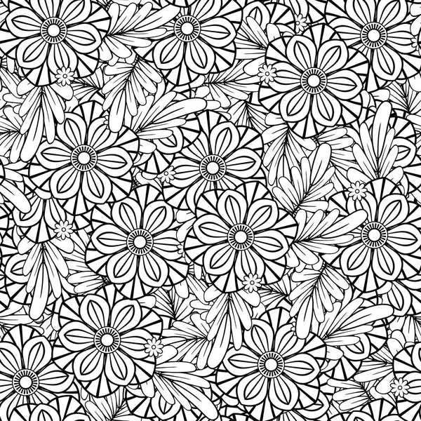 Цветочный узор в черно-белом — стоковый вектор