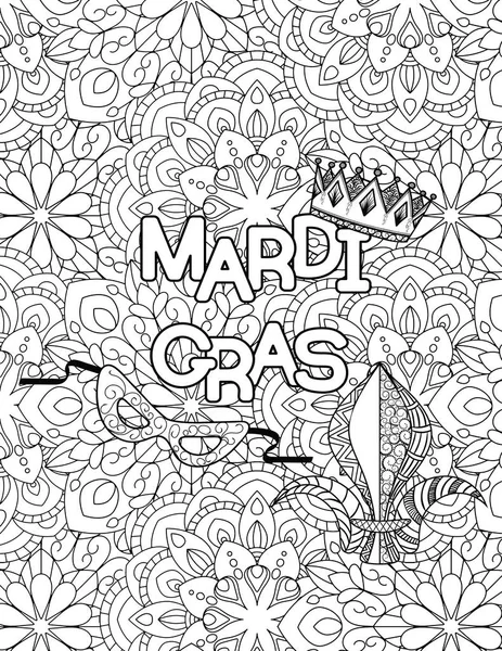 Mardi Gras página para colorir — Vetor de Stock