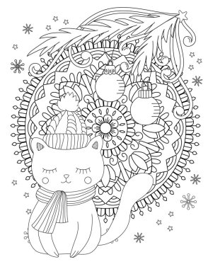 50 Xmas Cat Coloring Pages  Latest HD