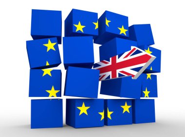 Brexit - Avrupa Birliği'nin çöküşü kavramı beyaz arka plan