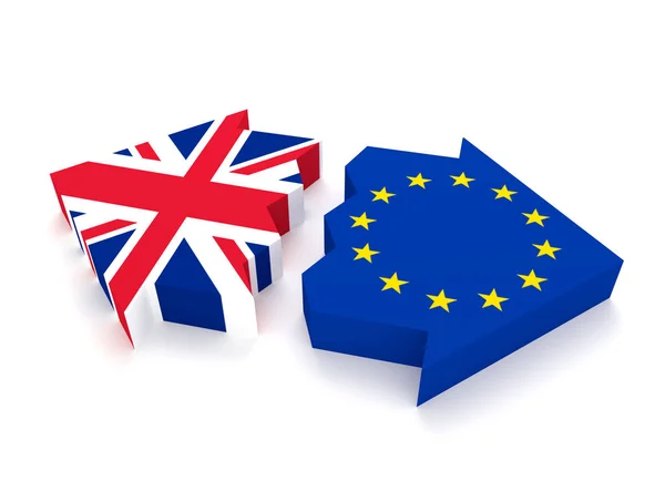 Brexit Scheiding Van Europese Unie Concept Witte Achtergrond Stockfoto