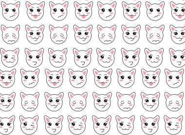 Emoji kawaii kedi desen