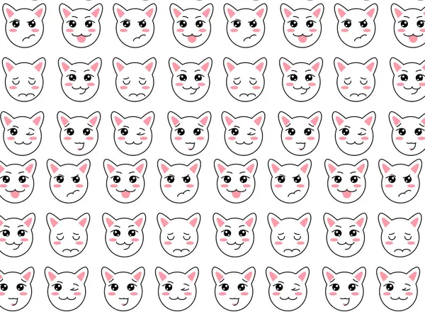 Emoji Kawaii Katzenmuster Vektorgrafiken