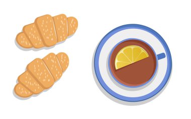 Çay limon ve kruvasan