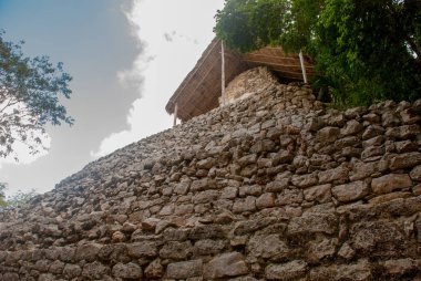 Coba, Meksika, Yucatan: Arkeoloji kompleksi, kalıntıları ve Antik Maya şehirde piramitleri.