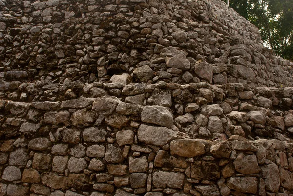 Текстура Камня Коба Мексика Юкатан Археологический Комплекс Руины Пирамиды Древнего — стоковое фото