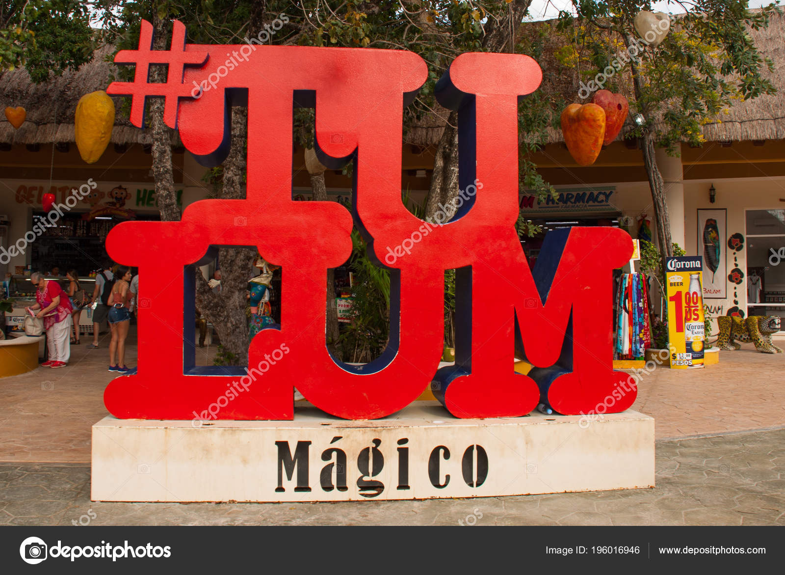 Tulum Mexico Red Sign Tulum Outdoor View Huge Colorful Letters – Stock