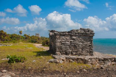 Tulum, Meksika, Yucatan: Antik Maya şehir kalıntıları Arkeoloji kompleksi.