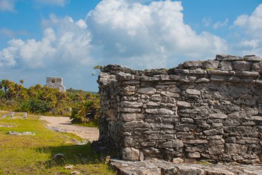Tulum, Meksika, Yucatan: Antik Maya şehir kalıntıları Arkeoloji kompleksi.