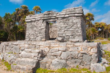 Tulum, Meksika, Yucatan: Antik Maya şehir kalıntıları Arkeoloji kompleksi.