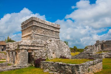 Tulum, Meksika, Yucatan: Antik Maya şehir kalıntıları Arkeoloji kompleksi.