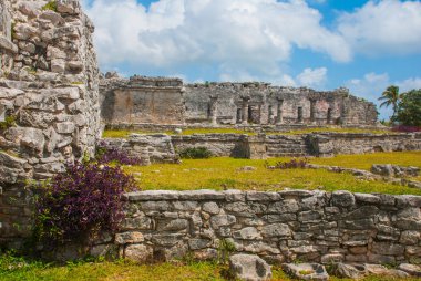 Tulum, Meksika, Yucatan: Antik Maya şehir kalıntıları Arkeoloji kompleksi.